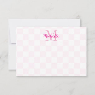 Elegant White and Light Pink Chequerboard Custom Card