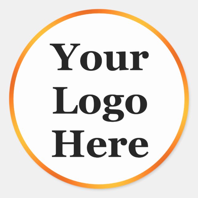 Elegant White and Orange Gradient Your Logo Here Classic Round Sticker (Front)