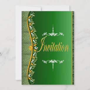 Elegant white and orange in green Invitation
