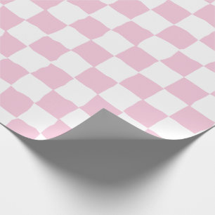 Elegant White and Pink Chequerboard Painting Wrapping Paper