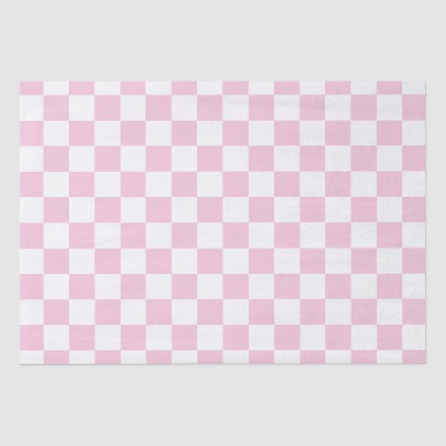 Elegant White and Pink Chequerboard  Tissue Paper (Front)