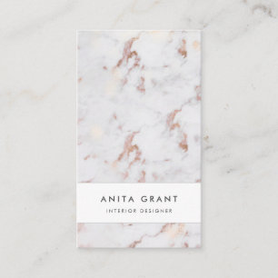 Elegant white and pink marble vertical business card