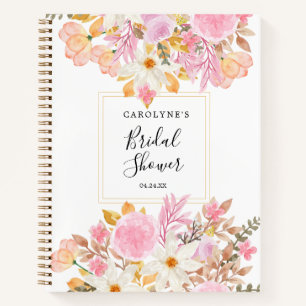 Elegant White and Pink Watercolor Floral Notebook