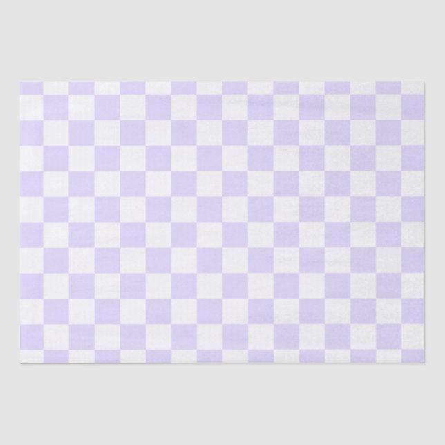 Elegant White and Purple Chequerboard  Tissue Paper (Front)