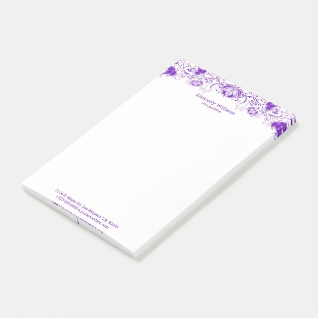 Elegant White And Purple Floral Lace Post-it Notes (Angled)