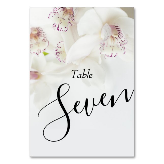 Elegant White and Purple Orchids | Wedding Table Number (Front)