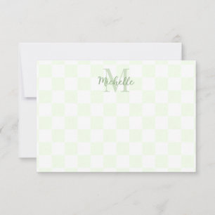 Elegant White and Sage Chequerboard Personalised Card