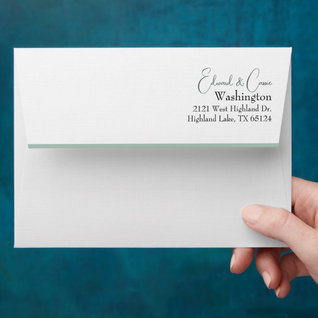Elegant White and Sage Green Envelope (Hand)