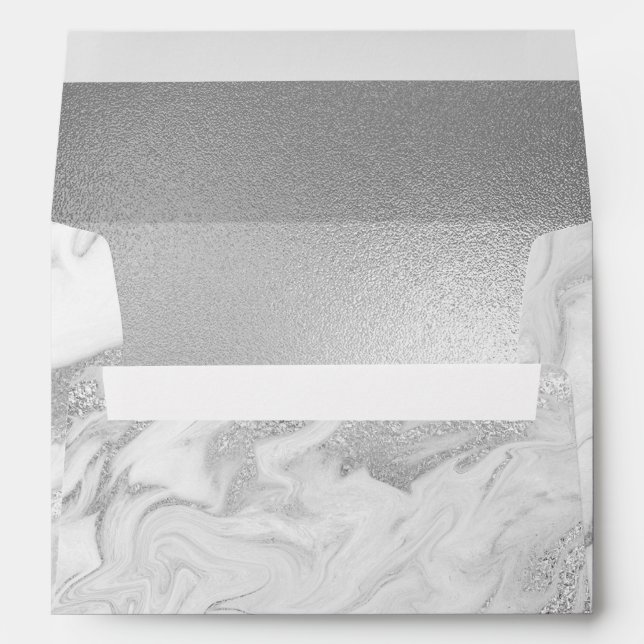 Elegant White and Silver Marble Envelope (Back (Bottom))
