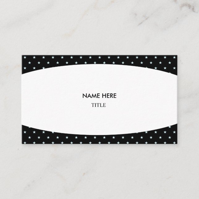 Elegant White and Starry Background Business Card (Front)