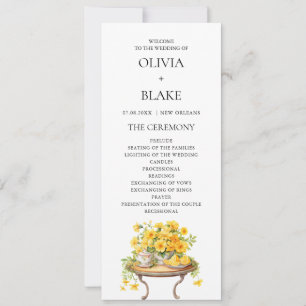 Elegant White and Yellow Floral Wedding Program