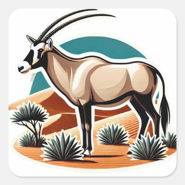 Elegant White Arabian Oryx Square Sticker (Front)