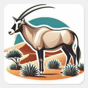 Elegant White Arabian Oryx Square Sticker