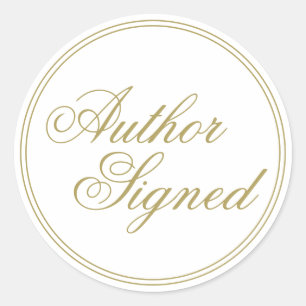 Elegant White Author Signed Classic Round Sticker
