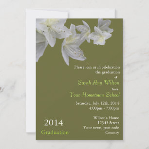 Elegant white azalea flowers graduation invitation