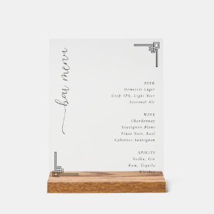 Elegant White Bar Menu Acrylic Sign