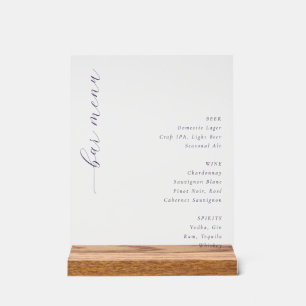 Elegant White Bar Menu Acrylic Sign