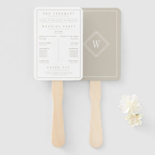 Elegant White/Beige Minimalist Wedding Program Hand Fan