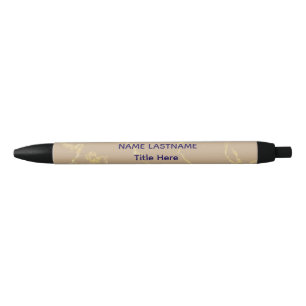 Elegant white BG & Blue flower custom Black Ink Pen