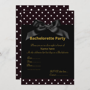 ELEGANT WHITE BLACK BOW BACHELORETTE INVITE