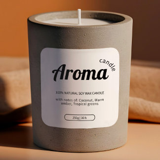 Elegant  White & Black Candle Labels Stickers