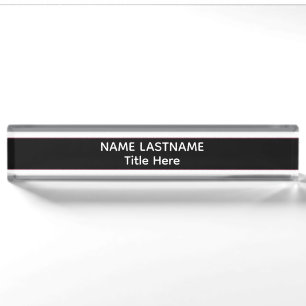 Elegant white &Black custom name Nameplate