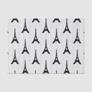 Elegant White Black Eiffel Tower France Vertical Tissue Paper