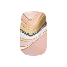 Elegant White Black Gold Pink Blush Abstract Swirl