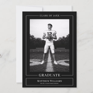 Elegant White & Black Graduate Announcement