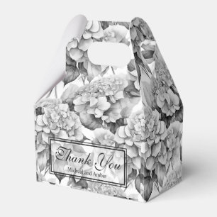 Elegant white black grey watercolor floral  favour box