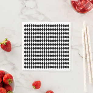 Elegant White Black Harlequin Geometric Rhombuses Napkin