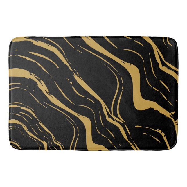 Elegant white & Black Pattern  Bath Mat (Front)