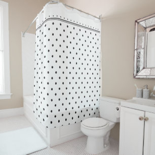 Elegant White Black Polka Dot Spots Pattern Shower Curtain