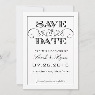 Elegant White & Black Save the Date Announcement