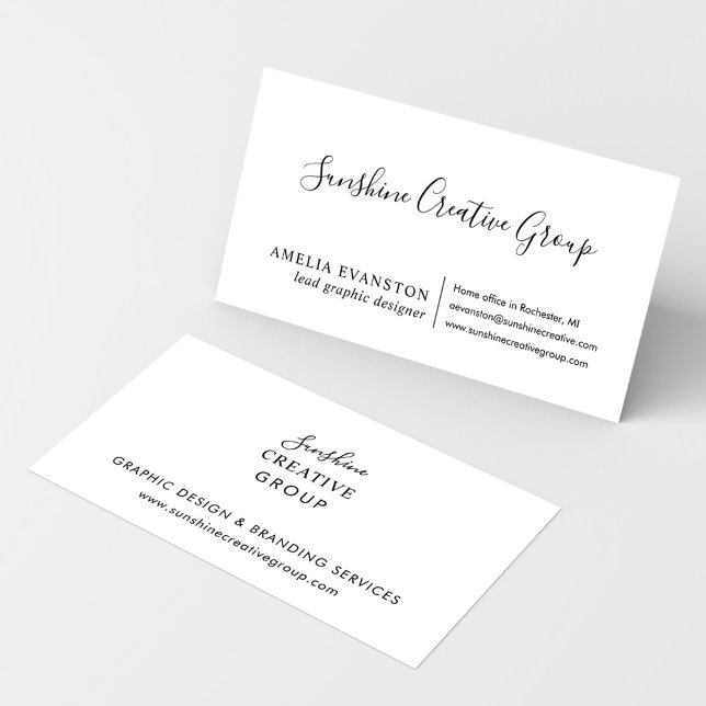 Elegant White Black Script Professional Business Card (Creator Uploaded)
