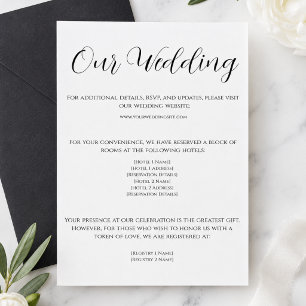 Elegant White Black Wedding Details Card