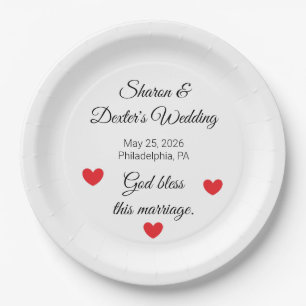 Elegant White & Black Wedding Reception  Paper Plate