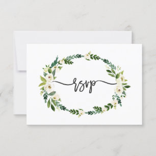 Elegant White Blooming Floral Handwriting RSVP Card