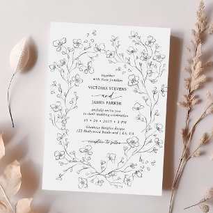 Elegant White Blossom Flowers Wedding Invitation