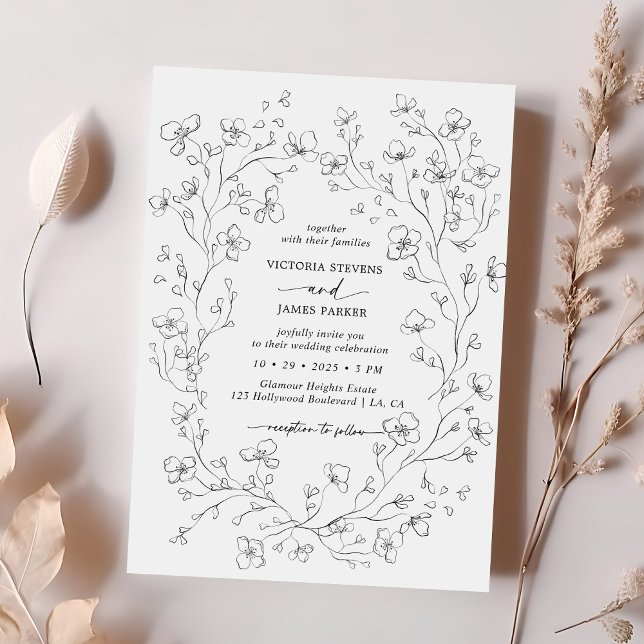 Elegant White Blossom Flowers Wedding Invitation (Creator Uploaded)