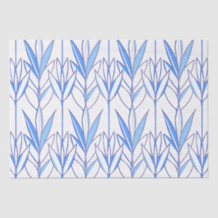 Elegant White & Blue Art Deco Floral Pattern Chic Tissue Paper