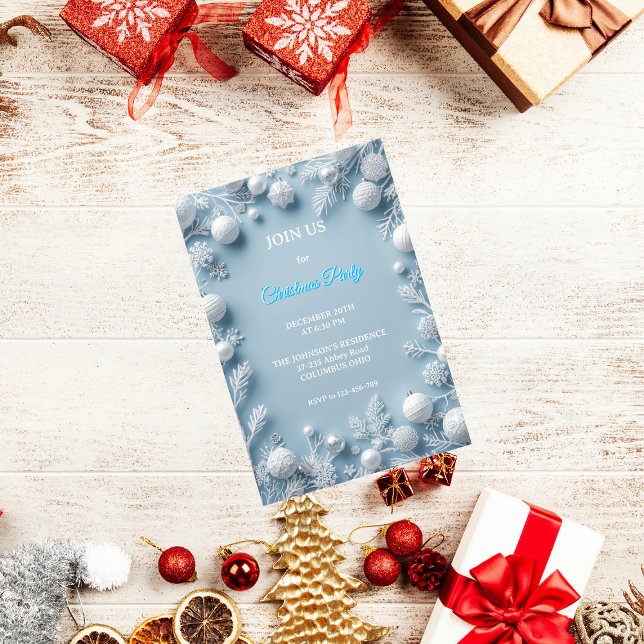 Elegant White & Blue Christmas Invitation (Creator Uploaded)