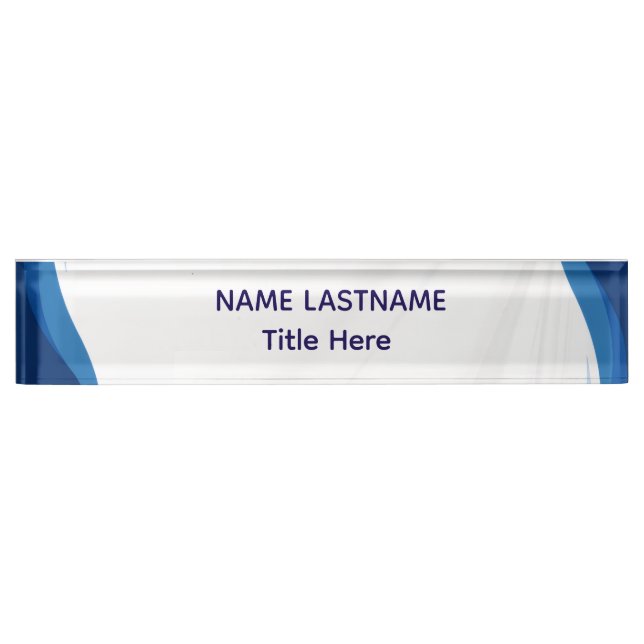 Elegant white & Blue custom name Desk Nameplate (Front)