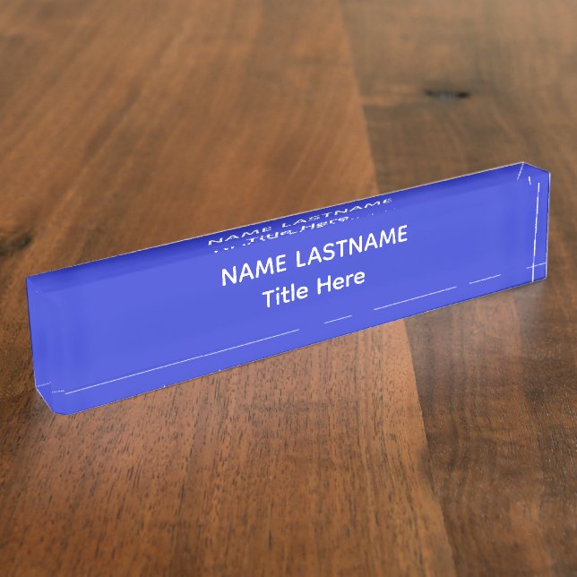 Elegant white & Blue custom name Desk Nameplate (Side)
