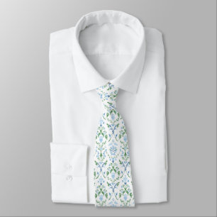 Elegant white blue green neck tie