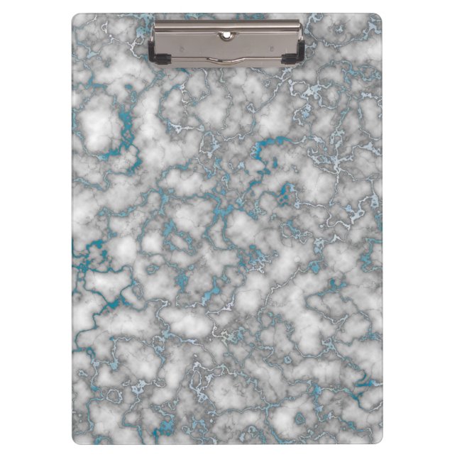 Elegant White Blue Marble Clipboard (Front)