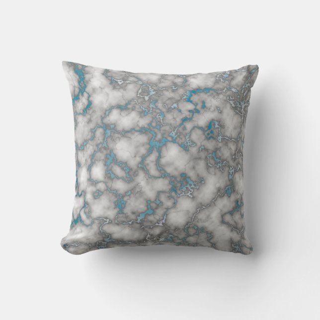 Elegant White Blue Marble Cushion (Front)