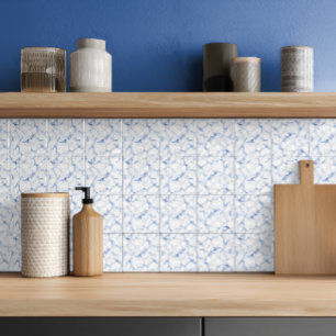 Elegant White & Blue Marble Tile