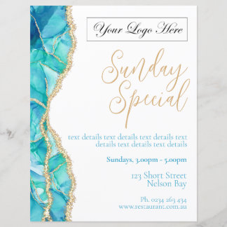 Elegant White Blue Restaurant Special Poster