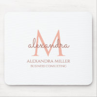 Elegant White Blush Pink Modern Monogram Name